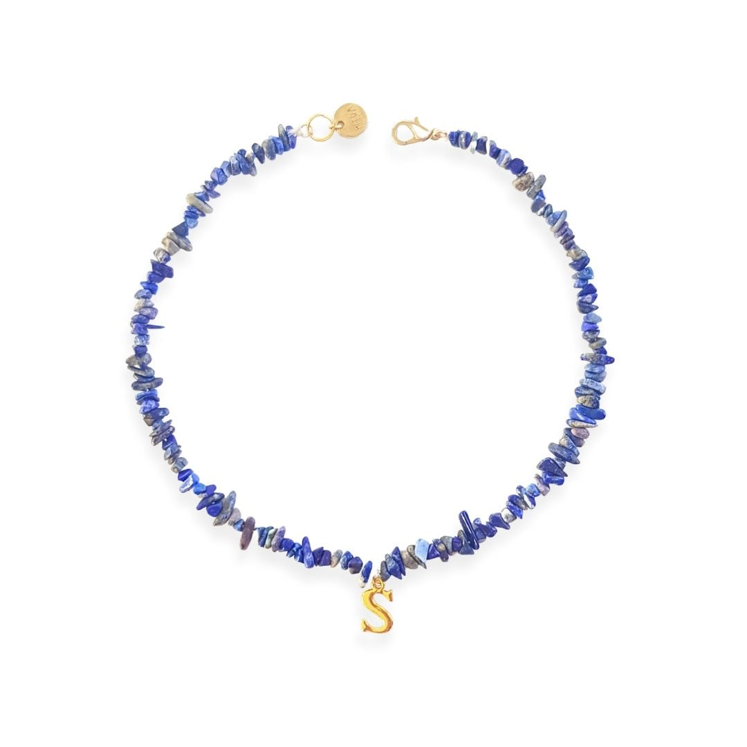 Blue Lapis Lazuli Alphabet Necklace