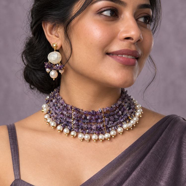 Soft Violet Pearl Cascade Set