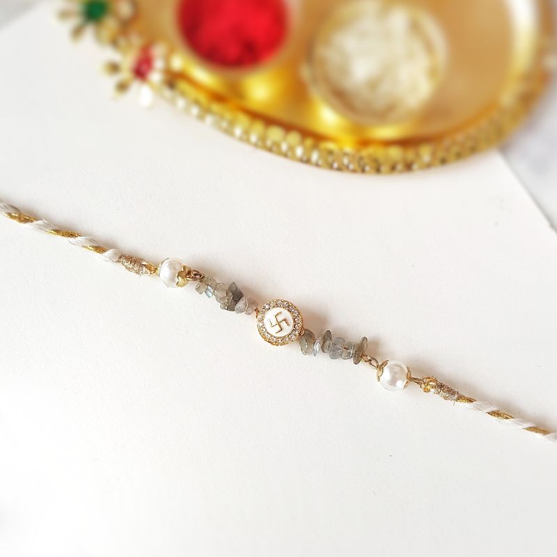Indian Swastik Grey-White Rakhi
