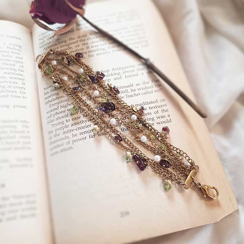 Golden Garnet Stones Layer Bracelet