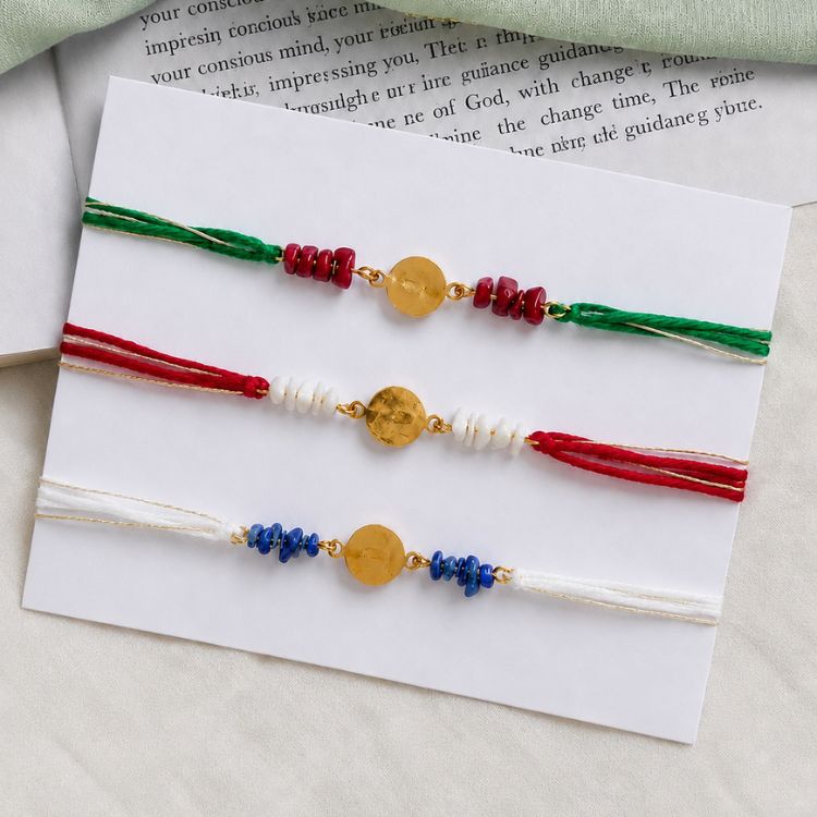 Heritage Red Stones Coin Rakhi