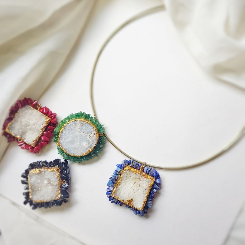 Boho Lapis Agate Choker Necklace | Handmade Gungroo Layer Statement Jewelry