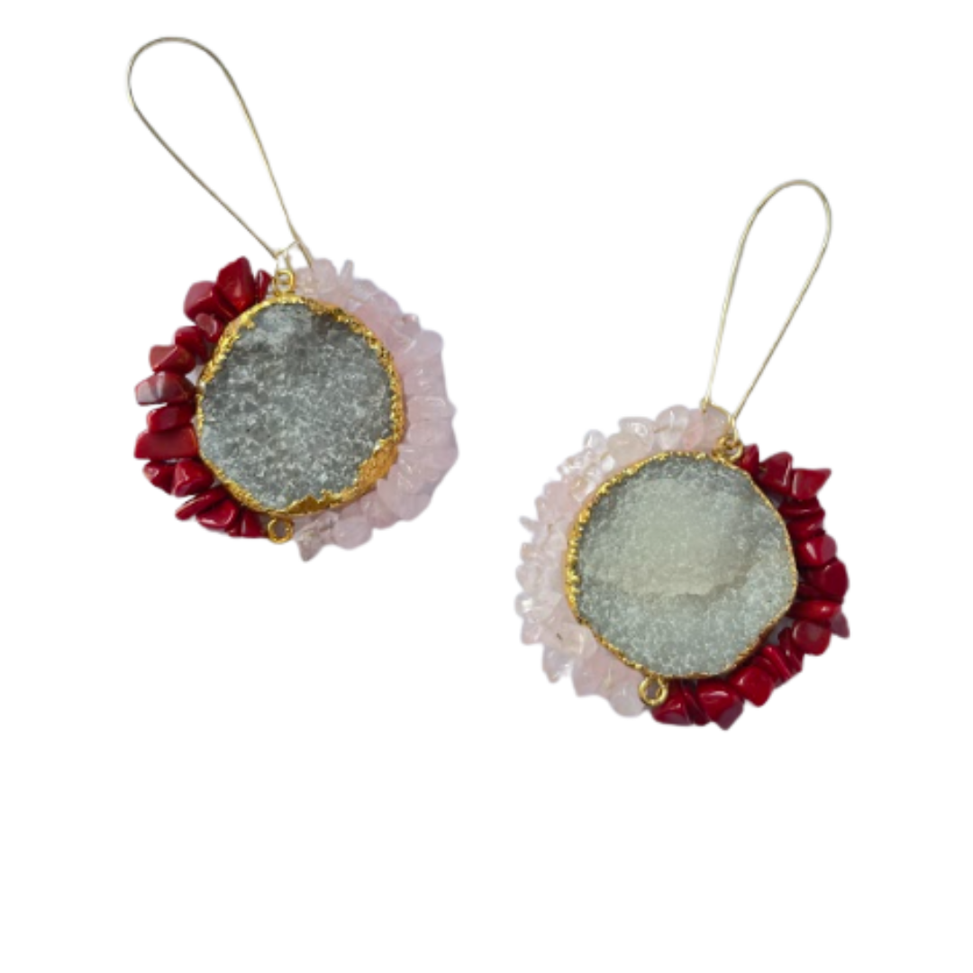 First Crush Red-Pink Dual Earrings