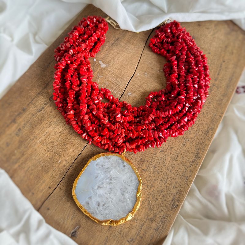 Red Coral Jewellery Red Coral Layer Contemporary Necklace