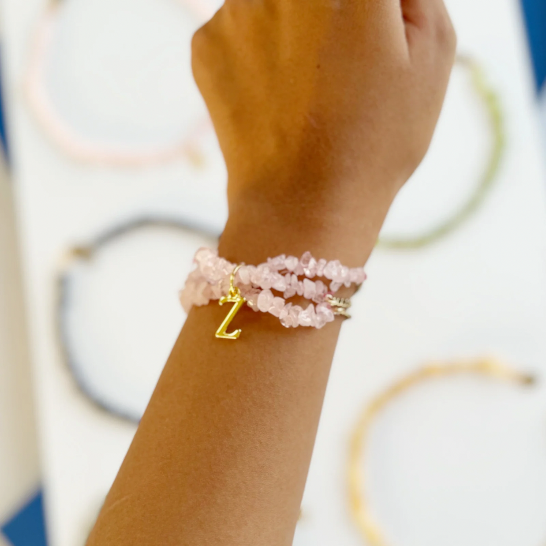 Personalised Pink Stone Alphabet Bracelet
