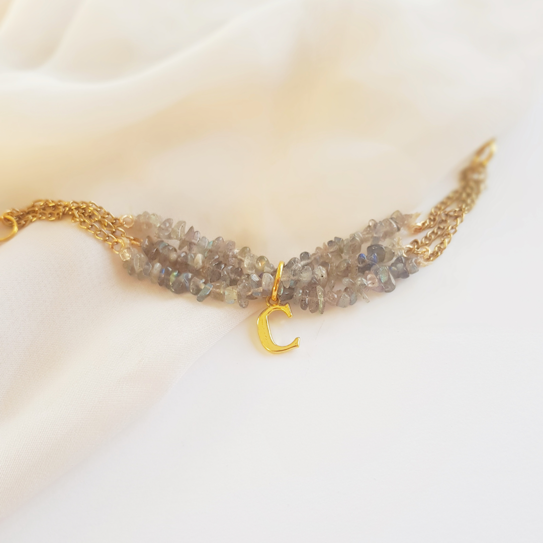 Personalised Grey Stone Alphabet Bracelet