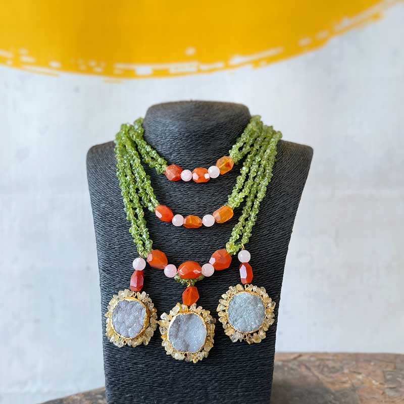 Shyam Sundar Veni Layer Green Necklace