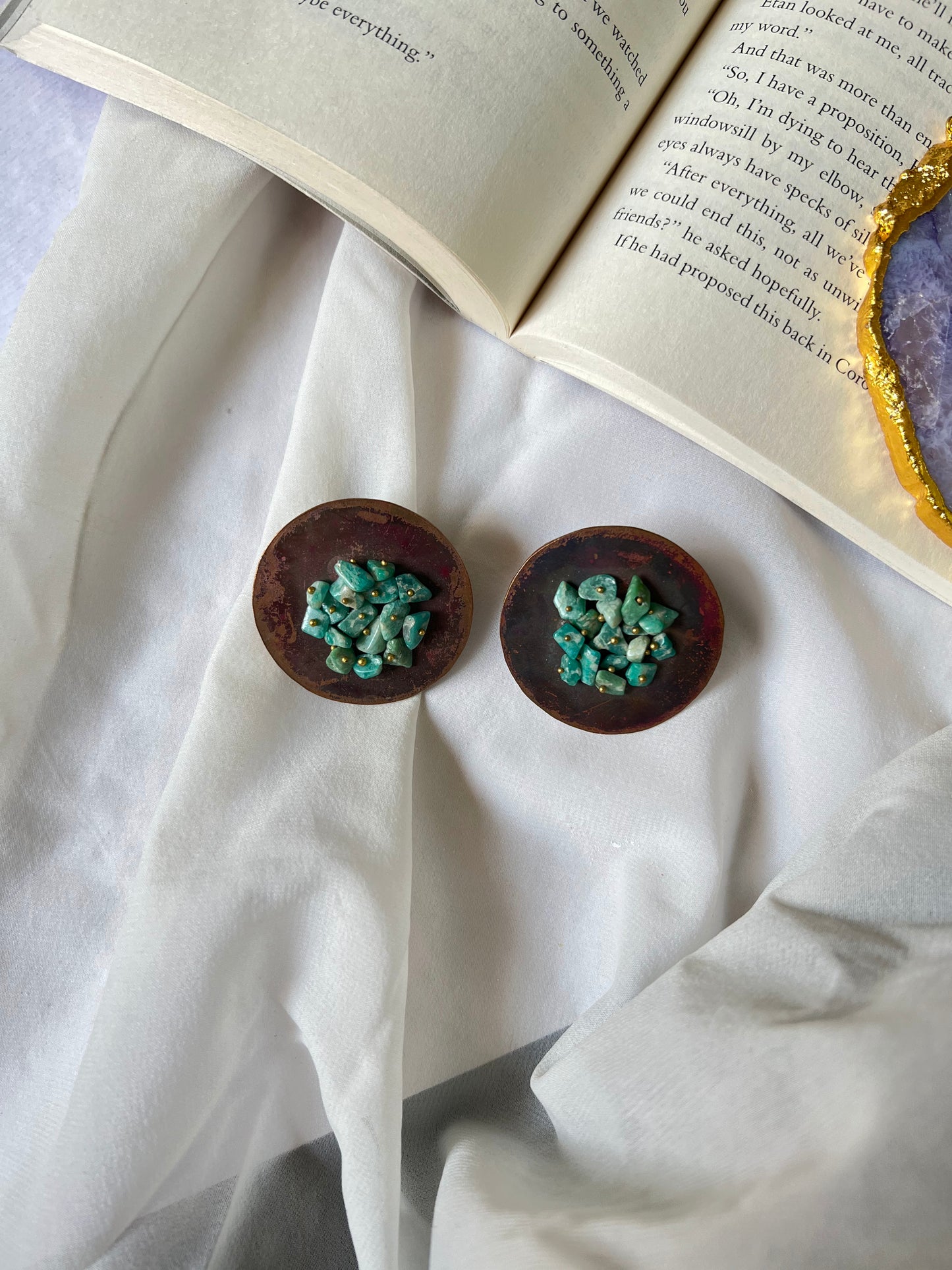 Rose Plate In Fresh Teal Earrings