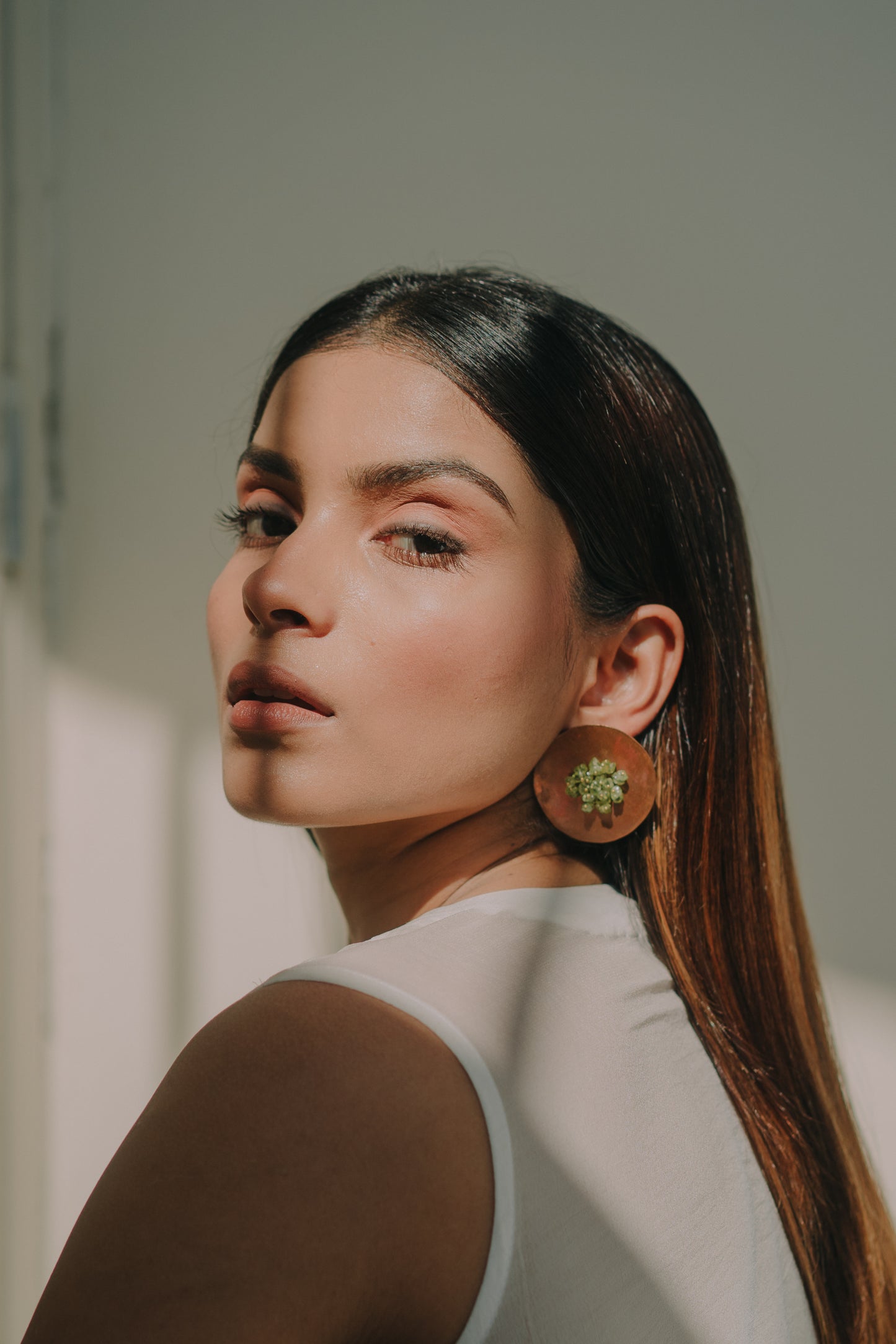Rose Plate In Forest Green Earrings