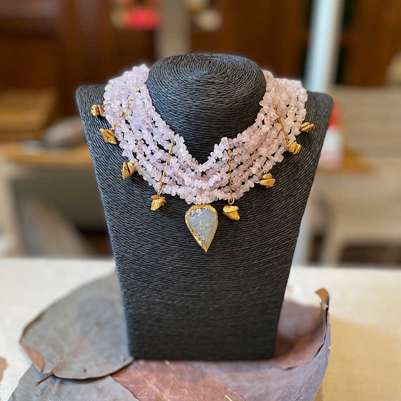 Majestic Grey Multicolor Statement Necklace