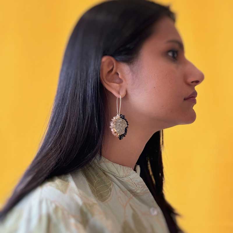 Black Ombre Stones Dangler Earrings