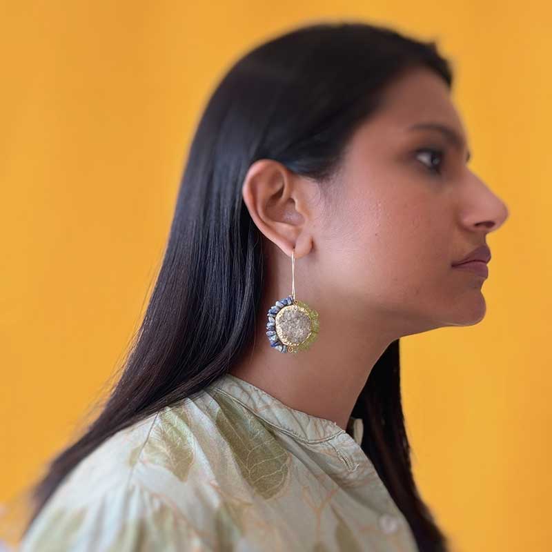 Blue Ombre Stones Dangler Earrings