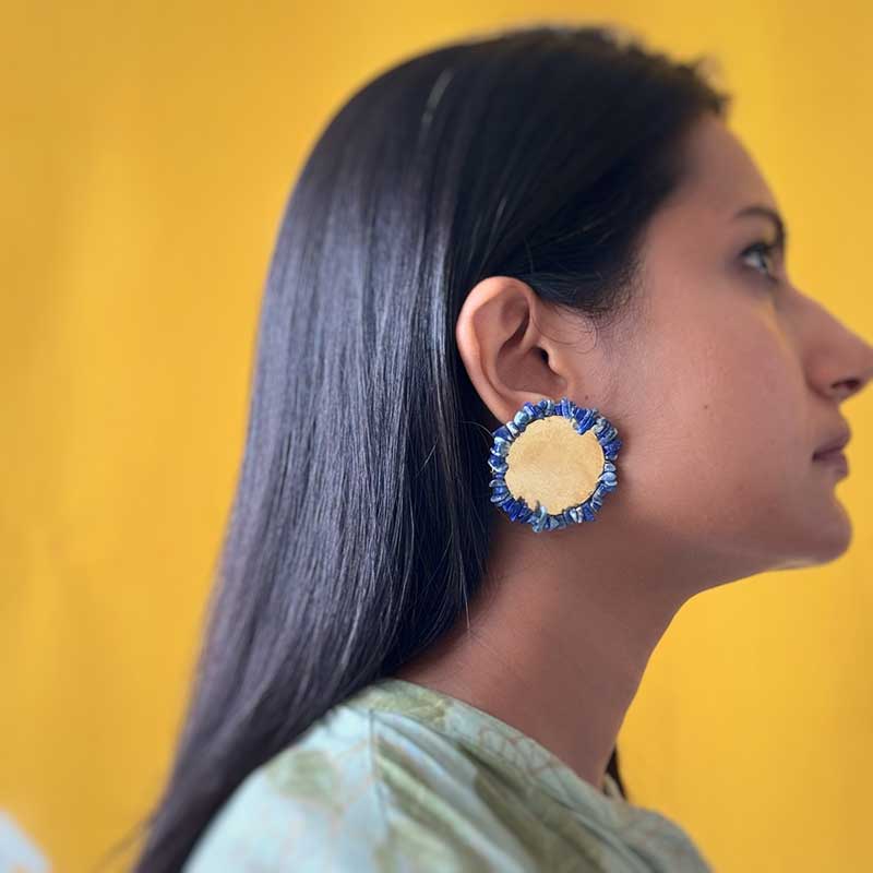 Lapis Blue Disc Earrings