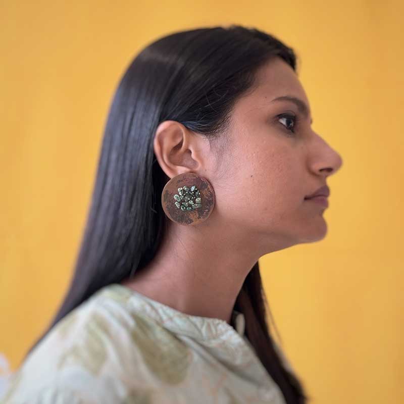 Roseate Green Plate Earrings