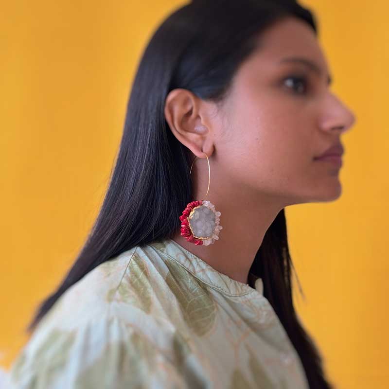 First Kiss Red-Pink Dual Hoops