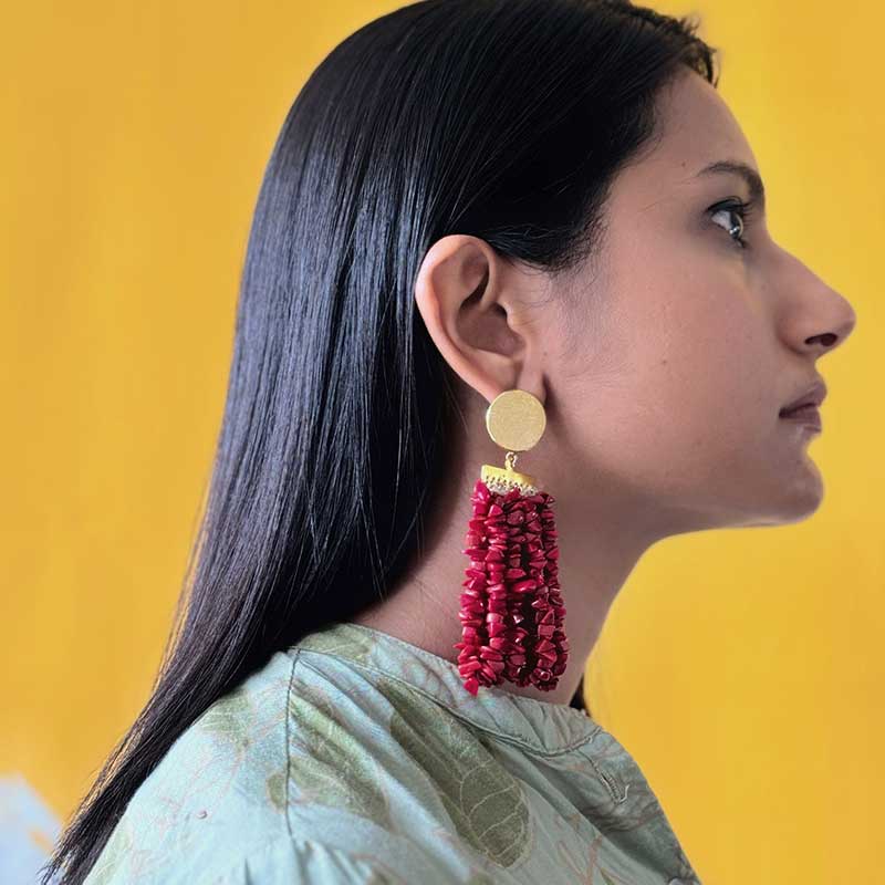 Party Red Long Dangler Earrings