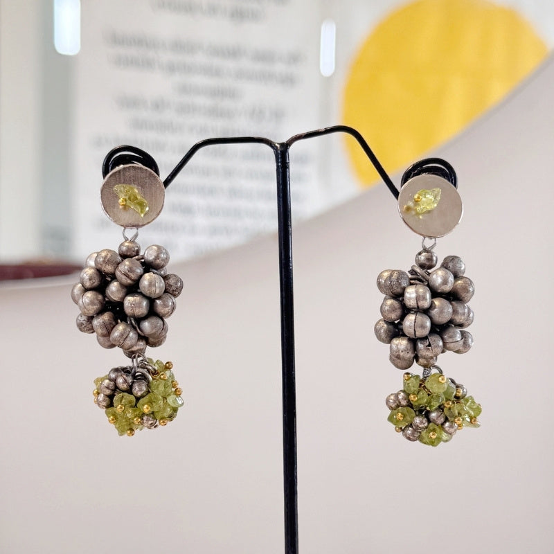 Green Leher Jhumki Set