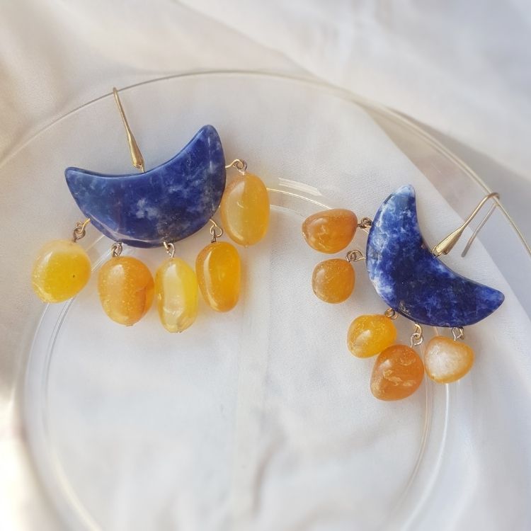 Chand Si Ruchi Earrings- Mystic Amethyst & Soft Green Danglers