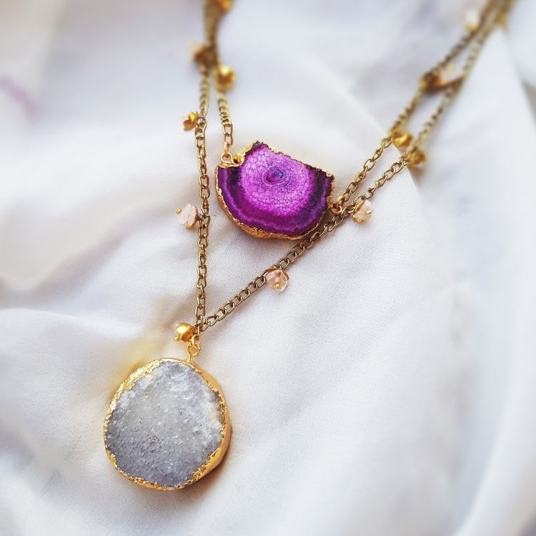 Rose Quartz Charm Layer Necklace