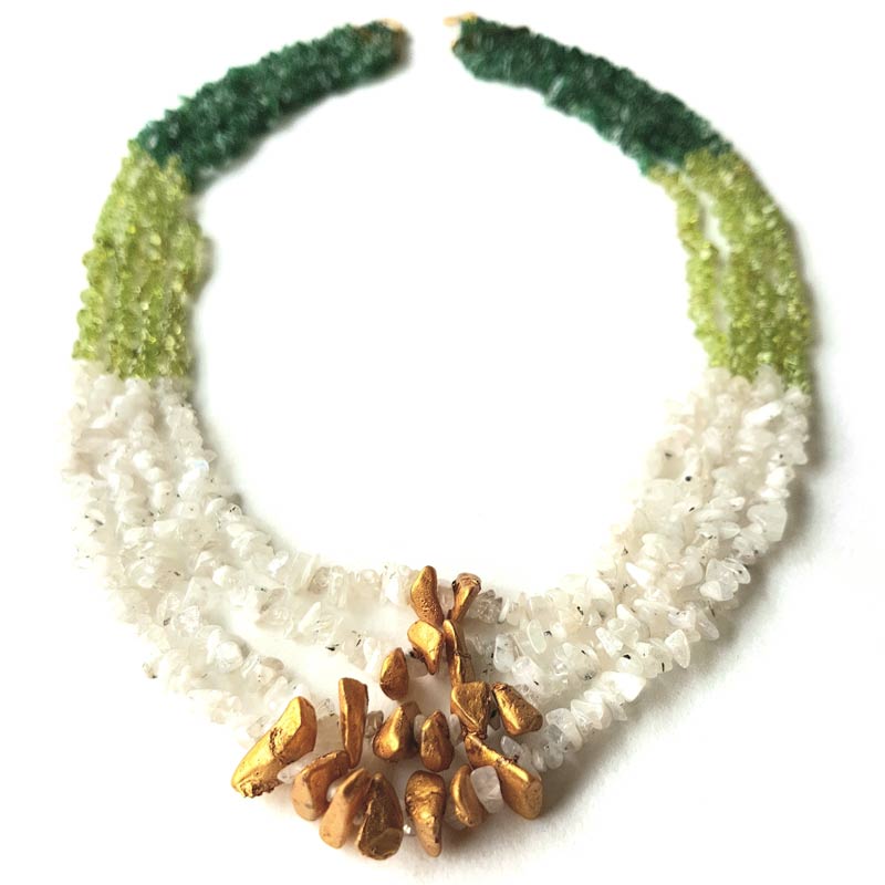 3 Stones Story Necklace (Red)