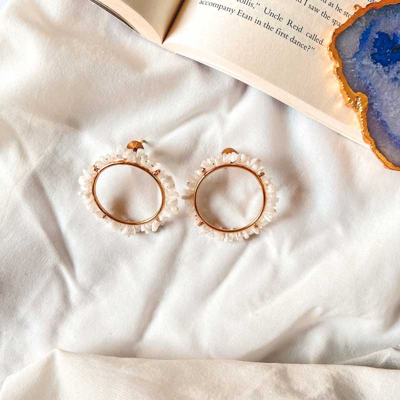 Snow White Fire Wheel Earrings