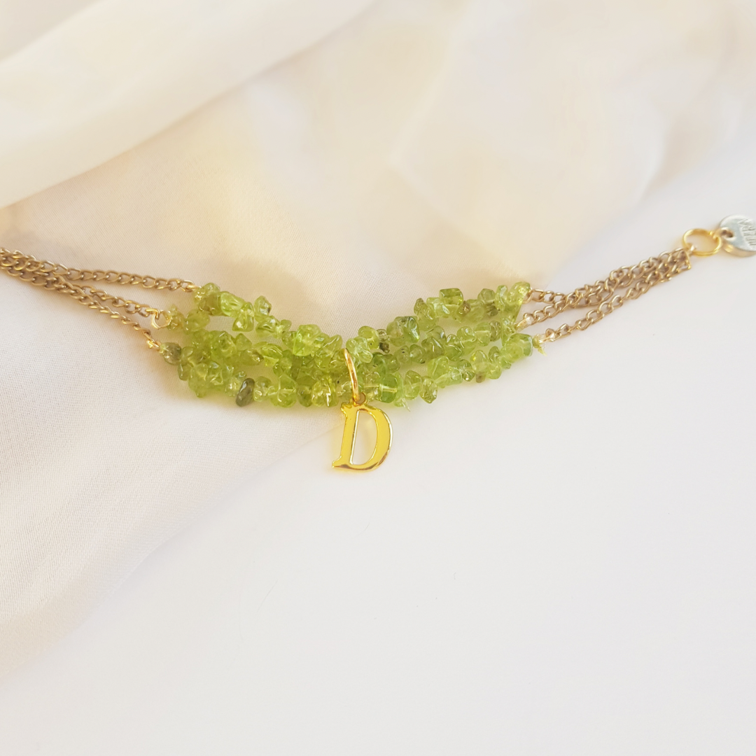 Personalised Green Stone Alphabet Bracelet
