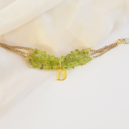 Personalised Green Stone Alphabet Bracelet