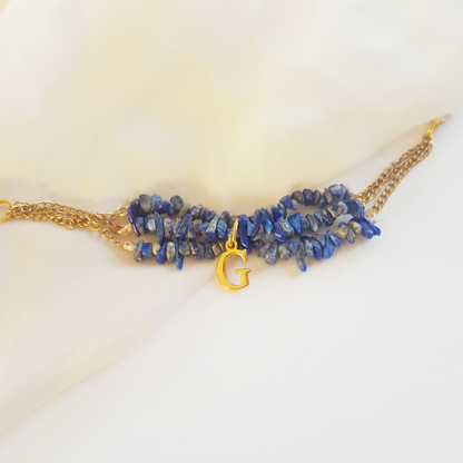 Personalised Blue Stone Alphabet Bracelet