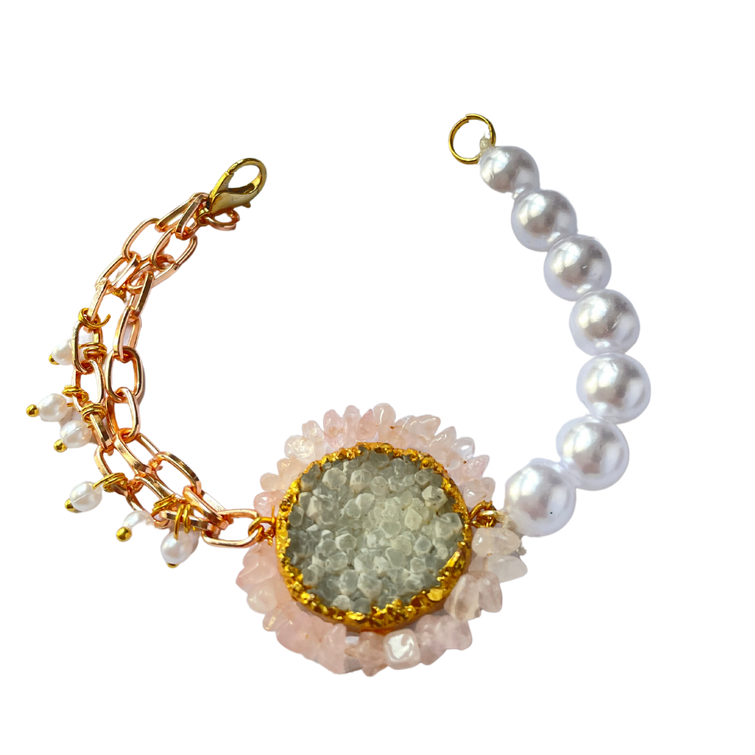 Modern Rose Quartz Love Pearl Bracelet
