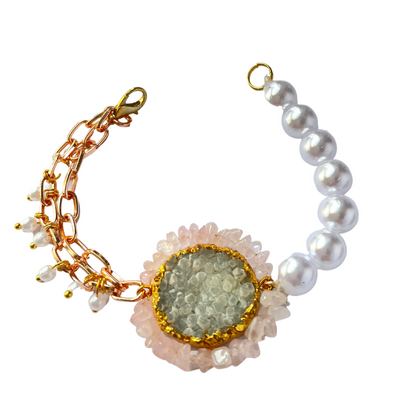 Modern Rose Quartz Love Pearl Bracelet