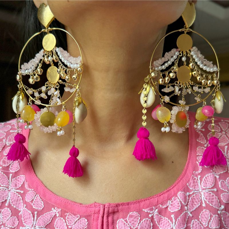 Tishya Heart Hoops  Statement-Colorful Earrings