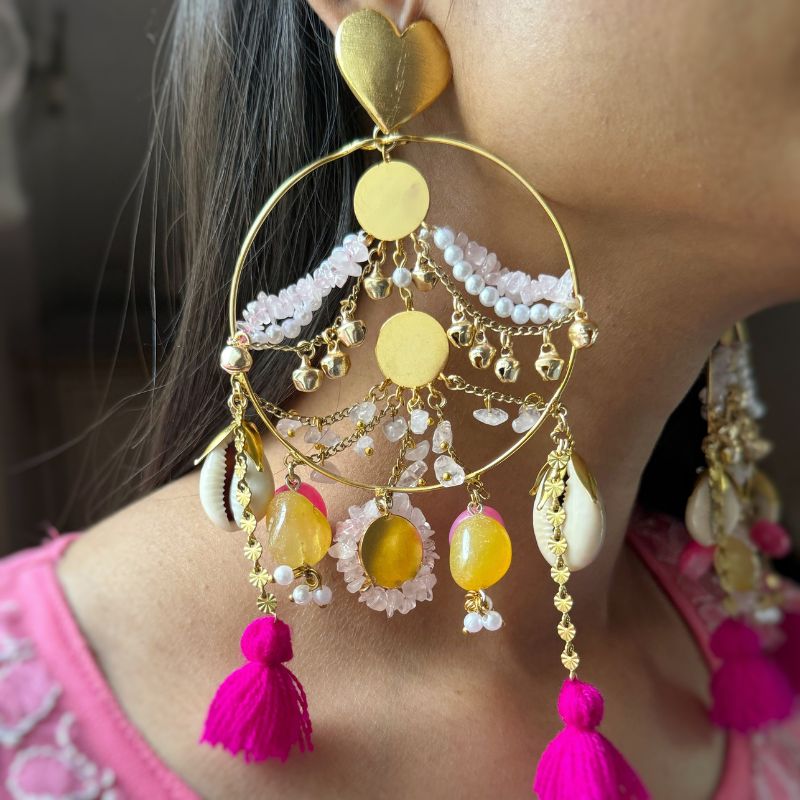 Tishya Heart Hoops  Statement-Colorful Earrings