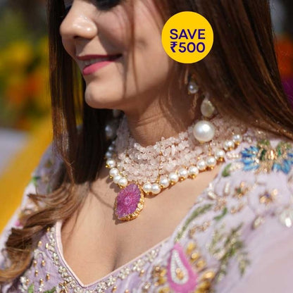 Naina Rose Quartz Pink Majestic Set Bracelet Combo