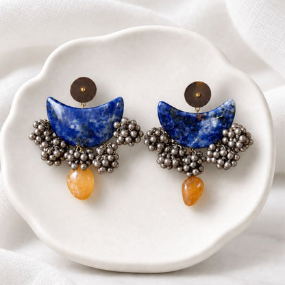 Abstract Blue Hues Chand Earrings