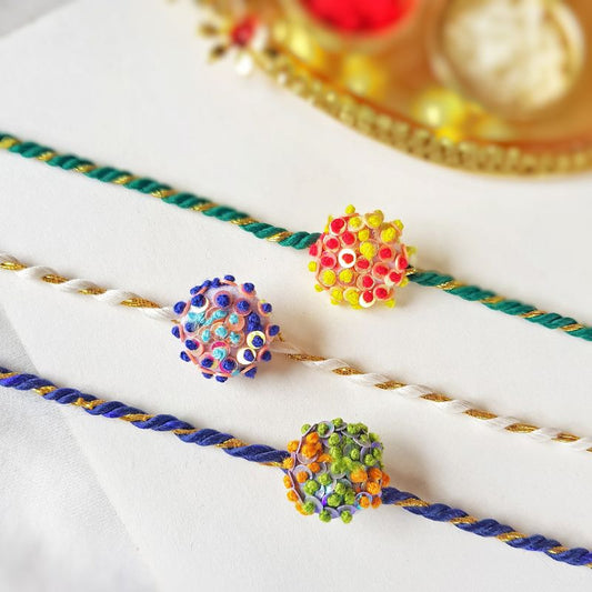 BroCode Colorful Thread Rakhi (Set of 3)