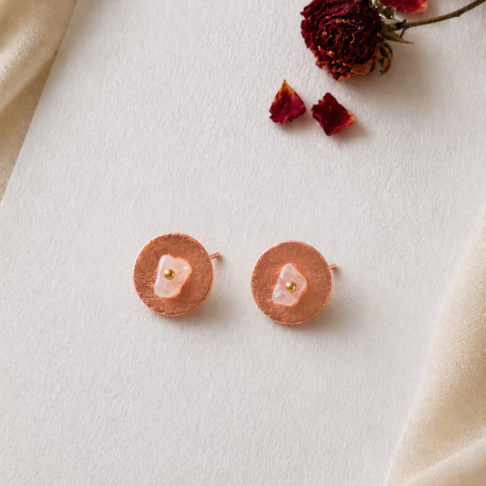 Atelier Rose Quartz Disc Studs