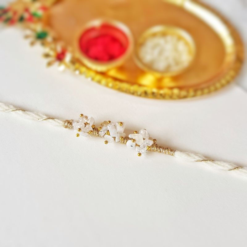 Shubh White Stones Handmade Rakhi