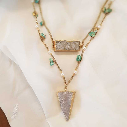 Jasmine White-Green Stones Necklace