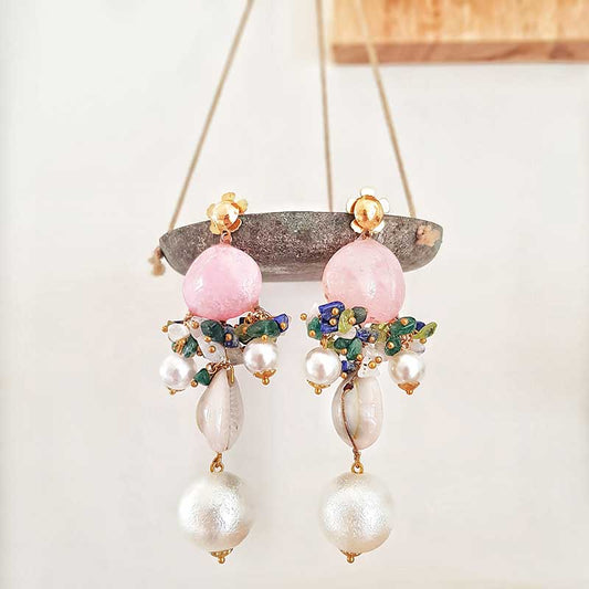 Naina Multicolor Stones Pearl Danglers