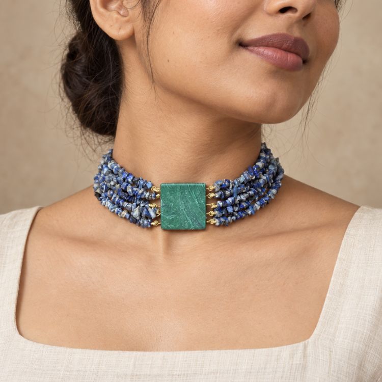 Citrine Shine Malachite Elegant Choker