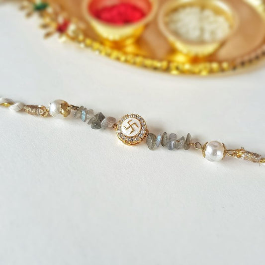 Indian Swastik Grey-White Rakhi