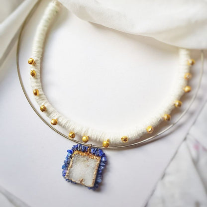 Earthy Hasli With Ocean Blue Stones