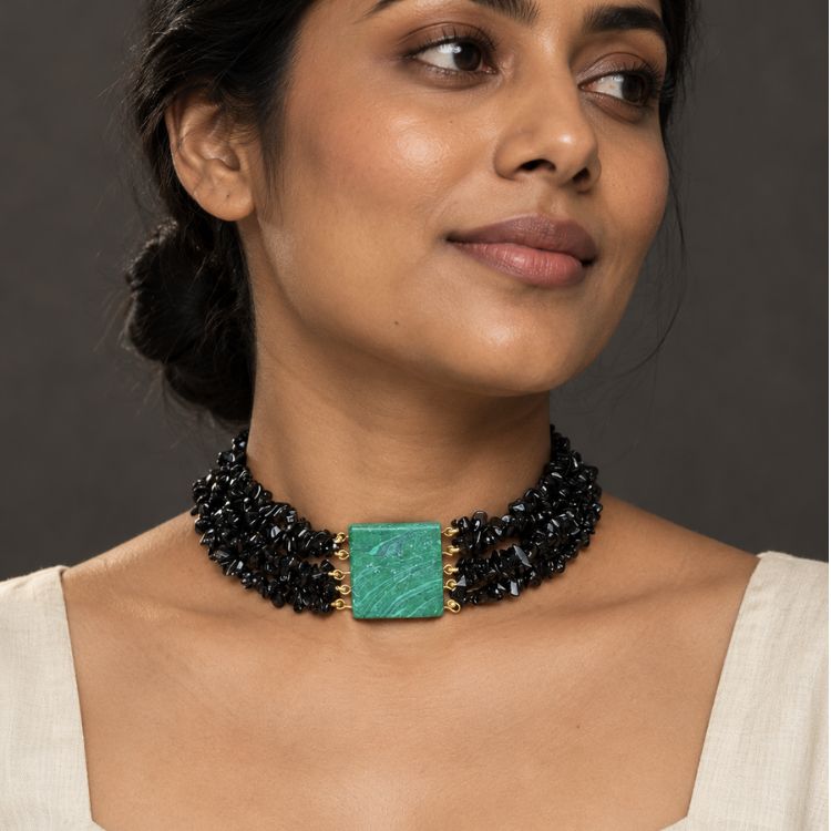 Citrine Shine Malachite Elegant Choker