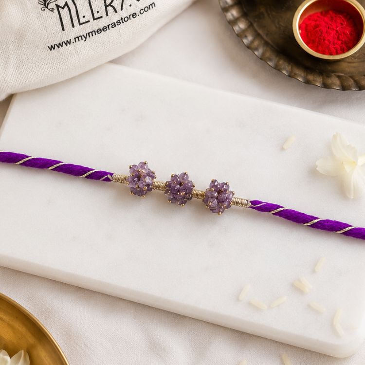 Shubh White Stones Handmade Rakhi