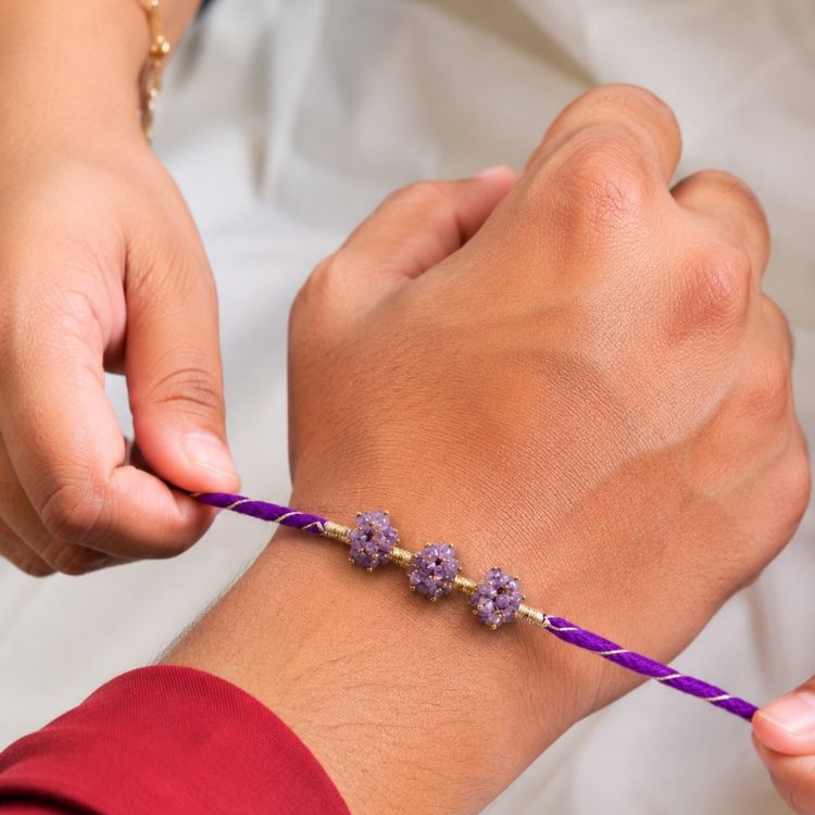 Royal Vibe Purple Stones Handmade Rakhi