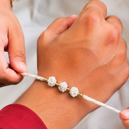 Shubh White Stones Handmade Rakhi