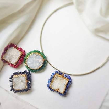 Earthy Hasli With Ocean Blue Stones