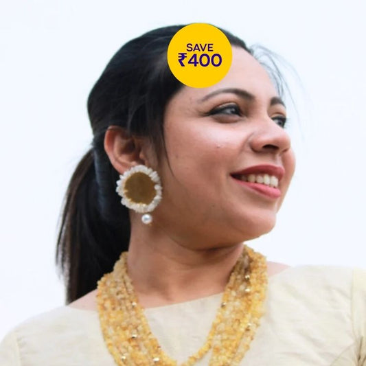 Sunshine Citrine Stones Necklace Set Ring Combo
