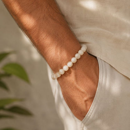 Milky Agate Roundstone Bracelet
