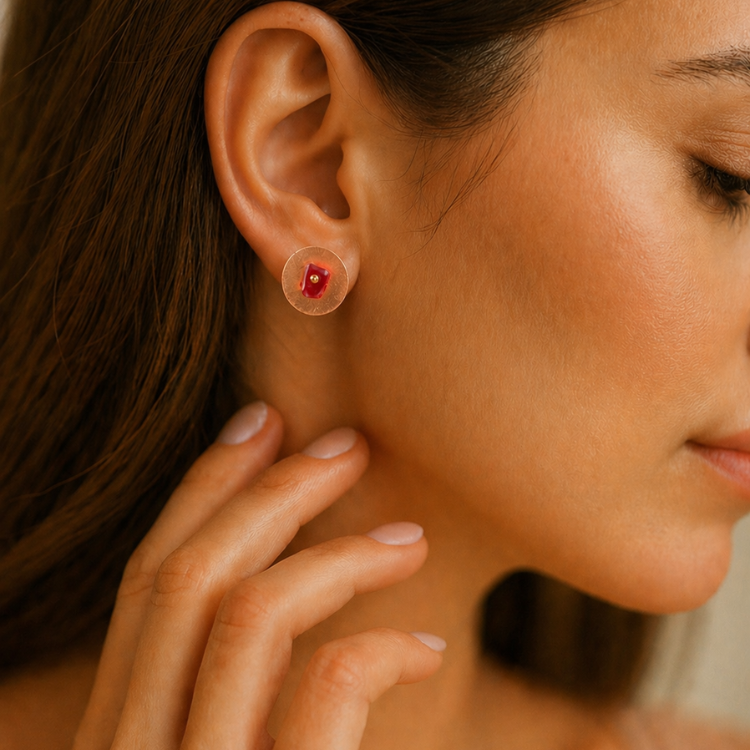 Atelier Red Fire Disc Studs